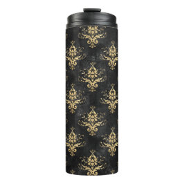 Vintager Grunge Damask Thermosbecher