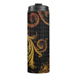 Vintager Grunge Damask Thermosbecher