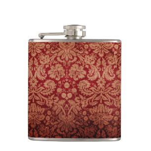 Vintager Grungy roter Damast Flachmann