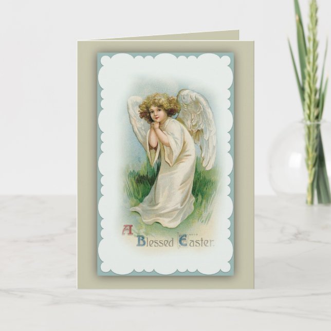 Vintager Gruß des Angel-Osters Feiertagskarte (Vorderseite)