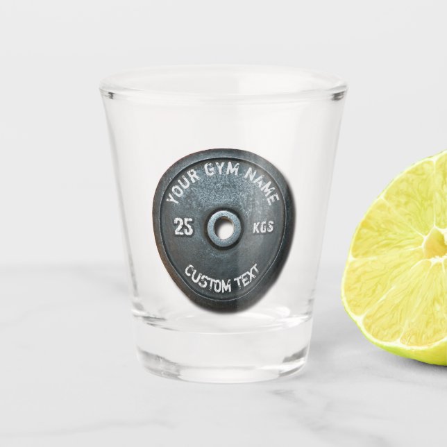 Vintager Gymnastikbesitzer oder Fitness der Nutzer Schnapsglas (Vorderseite)