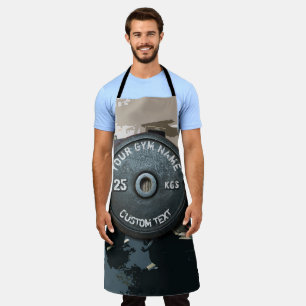 Vintager Gymnastikbesitzer oder -nutzer mit Fitnes Schürze