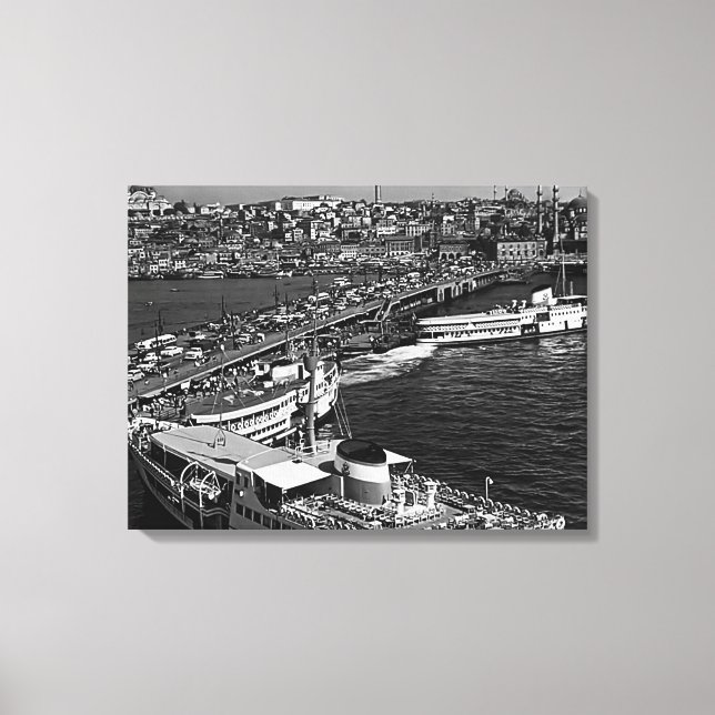 Vintager Hafen Istanbul Galata Leinwanddruck (Vorderseite)