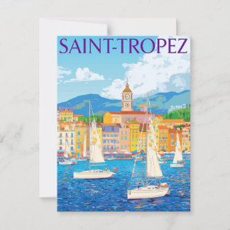 Vintager Hafen von Saint-Tropez Postkarte