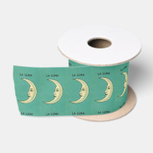 Vintager Halbmond Gesicht la luna aquamarin gelb