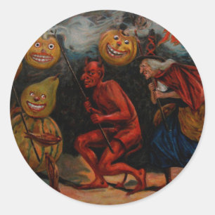 VINTAGER HALLOWEEN-AUFKLEBER, RAPHAEL-Biese 1909 Runder Aufkleber