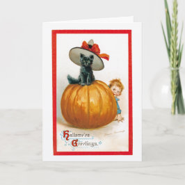 Vintager Halloween Black Cat Gruß Karte