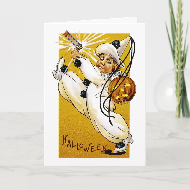 Vintager Halloween Clown Karte (Vorderseite)