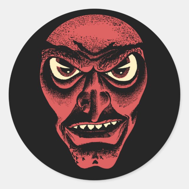 Vintager Halloween-Dämon oder Hexenaufkleber Runder Aufkleber (Vorderseite)
