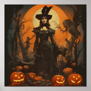 Vintager Halloween-Digitaldruck Poster