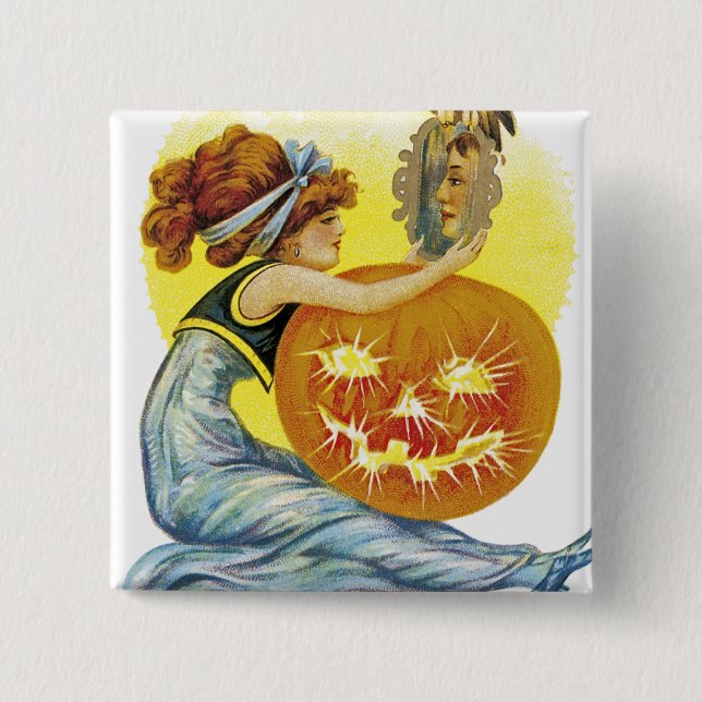 Vintager Halloween-Glamour Button (Vorderseite)