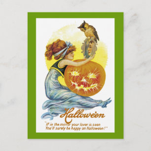 Vintager Halloween-Glamour Postkarte