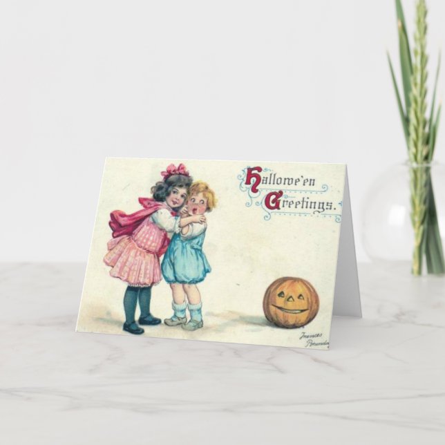 Vintager Halloween-Gruß Karte (Vorderseite)