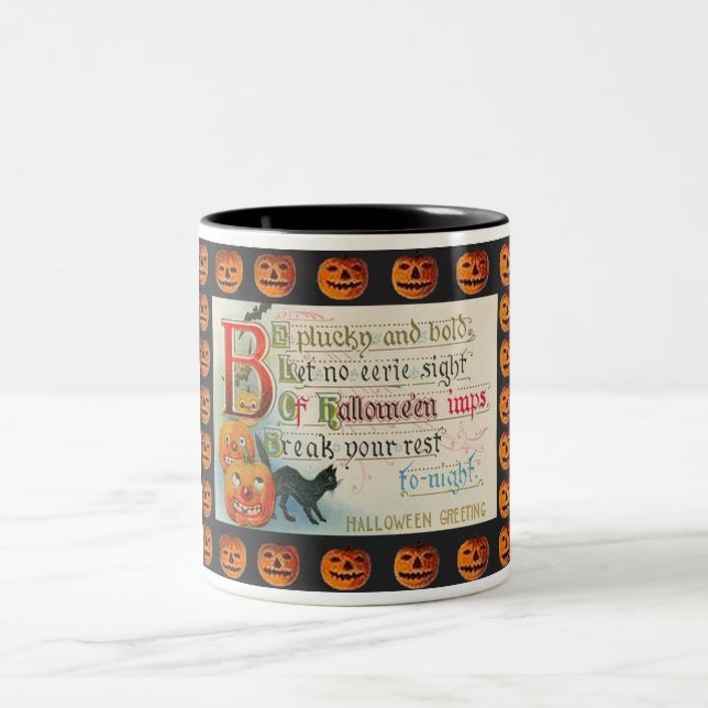 Vintager Halloween-Imp Zweifarbige Tasse (Mittel)