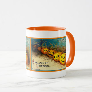 Vintager Halloween Jack o' Lanterns in einer Row-T Tasse
