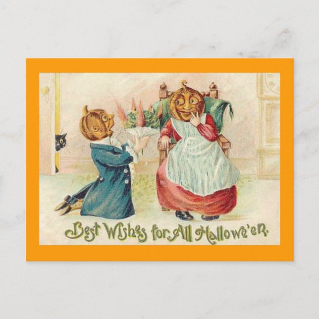 Vintager Halloween-Jack o'Lantern Postkarte (Vorderseite)