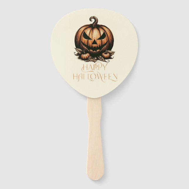 Vintager Halloween-Kürbis Fächer (Vorderseite)