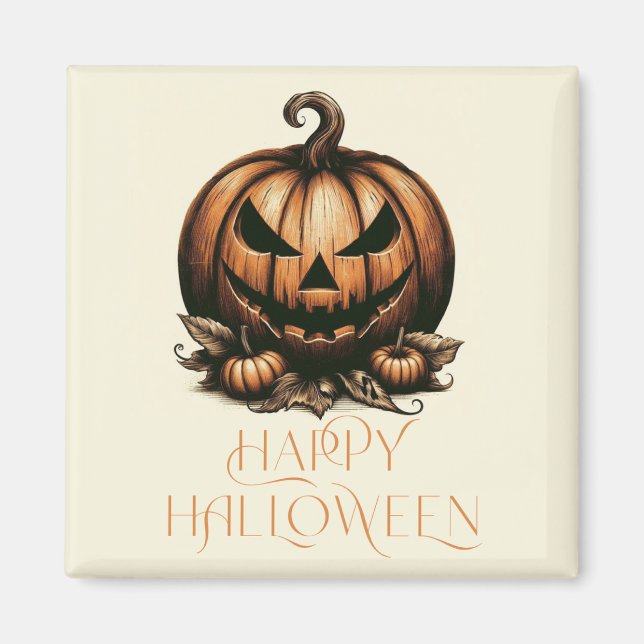Vintager Halloween-Kürbis Magnet (Vorne)