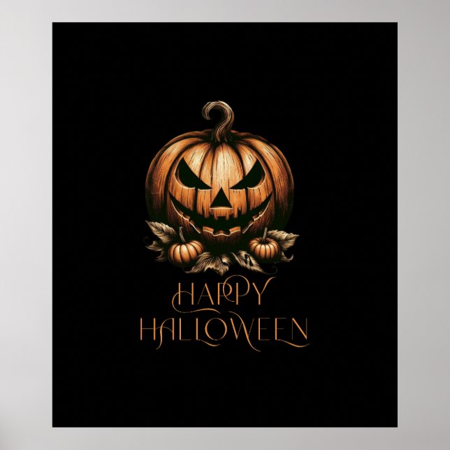 Vintager Halloween-Kürbis Poster (Vorne)