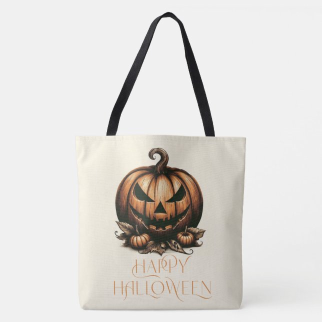 Vintager Halloween-Kürbis Tasche (Vorderseite)