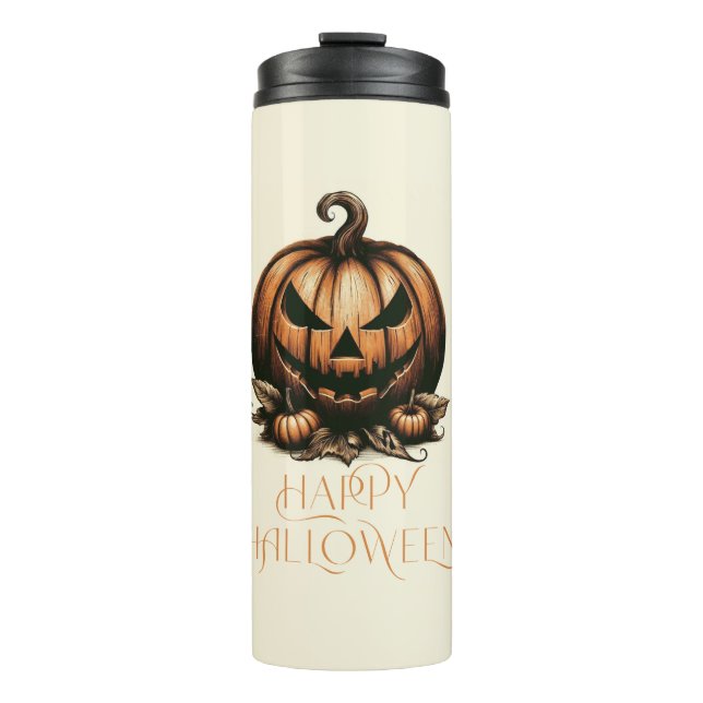 Vintager Halloween-Kürbis Thermosbecher (Vorderseite)