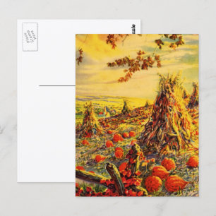 Vintager Halloween-Kürbispflaster mit Hystacks Postkarte