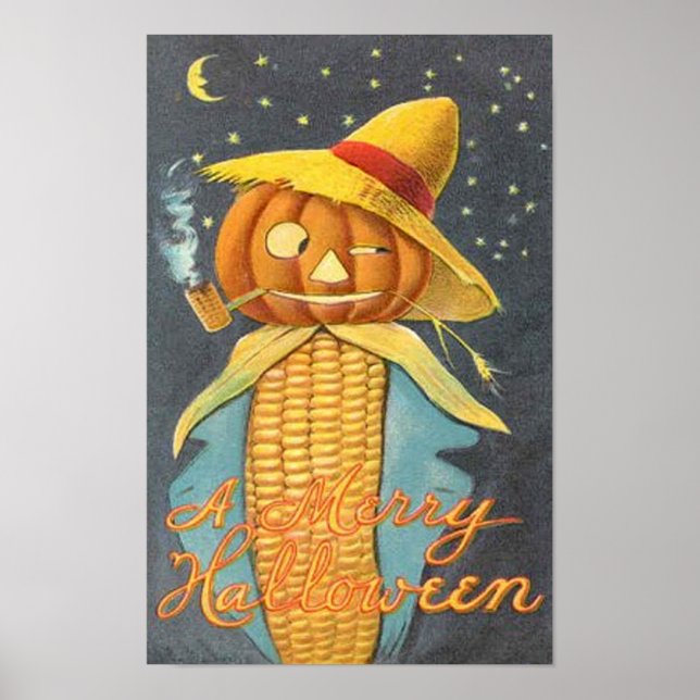 Vintager Halloween Maiskammkopf Poster (Vorne)