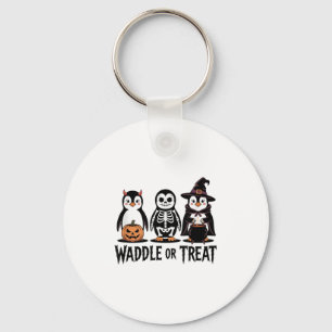 Vintager Halloween Pinguin Trick oder Waddle Spook Schlüsselanhänger