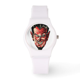 Vintager Halloween Red Devil Head Armbanduhr