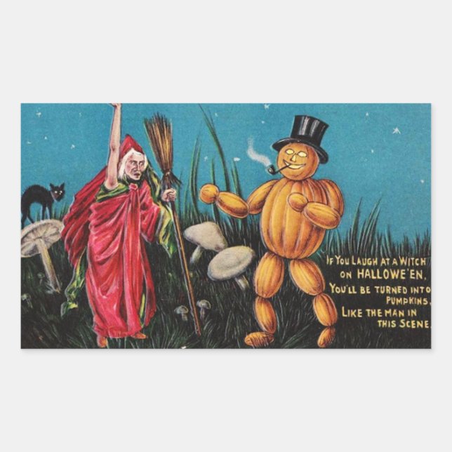 Vintager Halloween-Sticker Rechteckiger Aufkleber (Vorderseite)