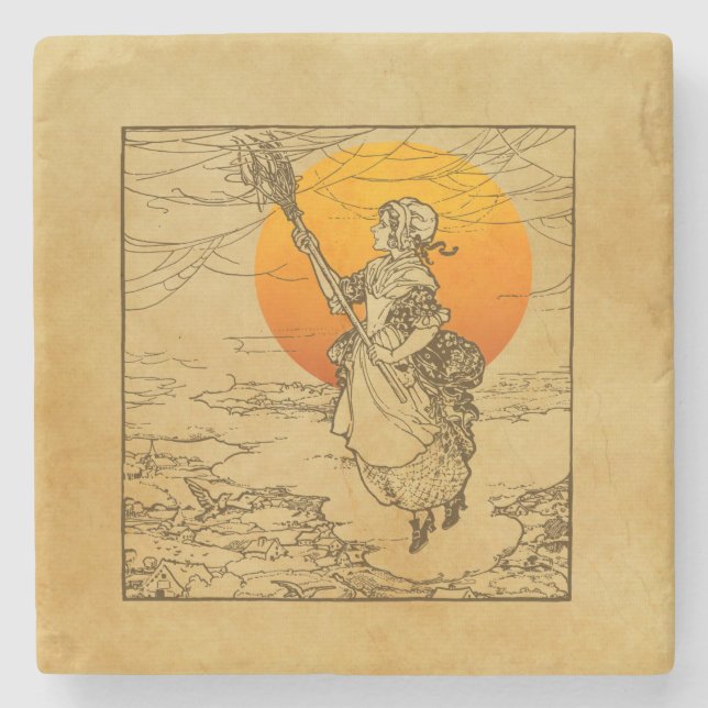 Vintager Halloween-Stone-Untersetzer Steinuntersetzer (Vorderseite)