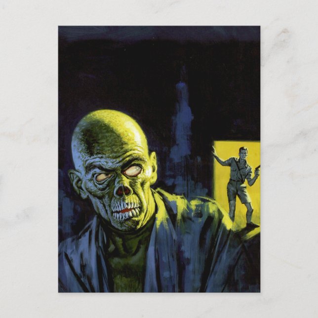 Vintager Halloween Zombie Monster Horror Postkarte (Vorderseite)