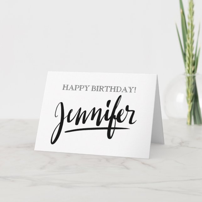 Vintager handgeschriebener Name Jennifer Geburtsta Karte (Vorderseite)