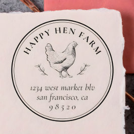 Vintager, handgezeichnet Hühnerfamilienhof Eierkar Gummistempel