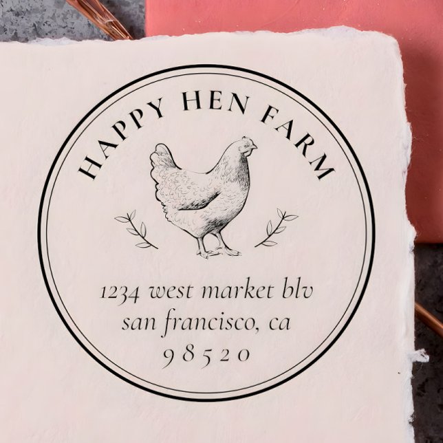 Vintager, handgezeichnet Hühnerfamilienhof Eierkar Gummistempel (Von Creator hochgeladen)