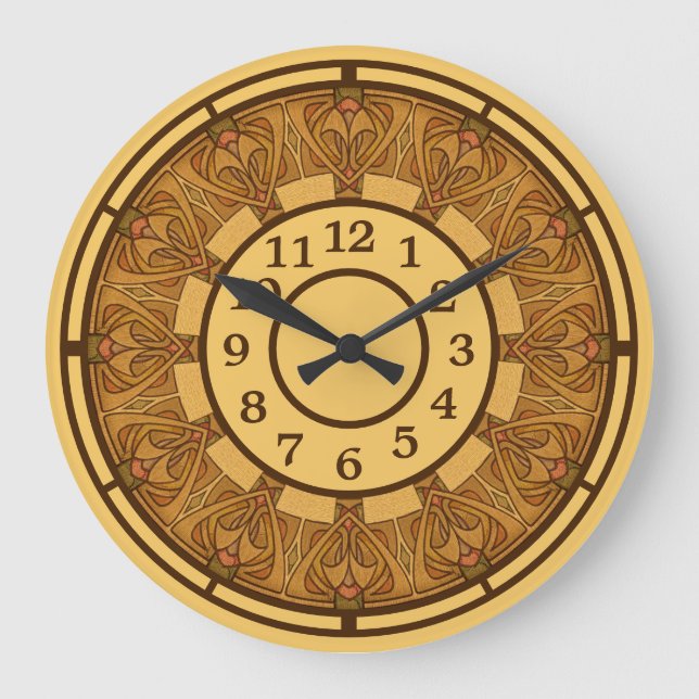 Vintager Handwerker Mission Art Nouveau Frieze Große Wanduhr (Vorderseite)
