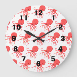Vintager Happy Octopus Große Wanduhr