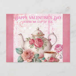 Vintager Happy Valentines Day Cup of Tee Postkarte