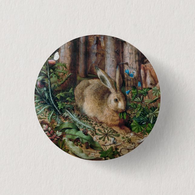 Vintager Hase im Wald - Hans Hoffmann Button (Vorderseite)