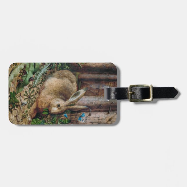 Vintager Hase im Wald - Hans Hoffmann Gepäckanhänger (Vorderseite horizontal)