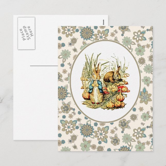 Vintager Hase. Osterpostkarten Feiertagspostkarte (Vorne/Hinten)