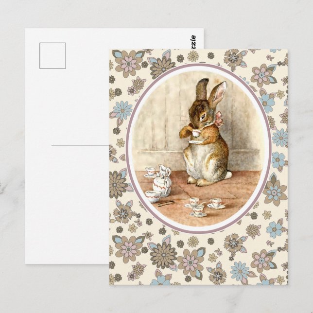 Vintager Hase. Osterpostkarten Postkarte (Vorne/Hinten)