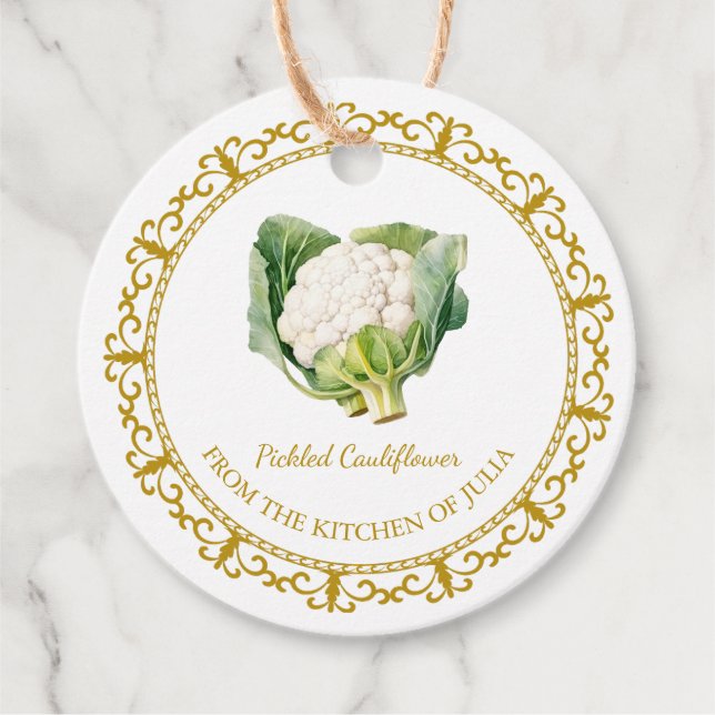 Vintager hausgemachte Blumenkohl Geschenkanhänger (Vorderseite)