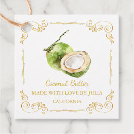 Vintager, hausgemachte Coconut Butter Square Hang  Geschenkanhänger