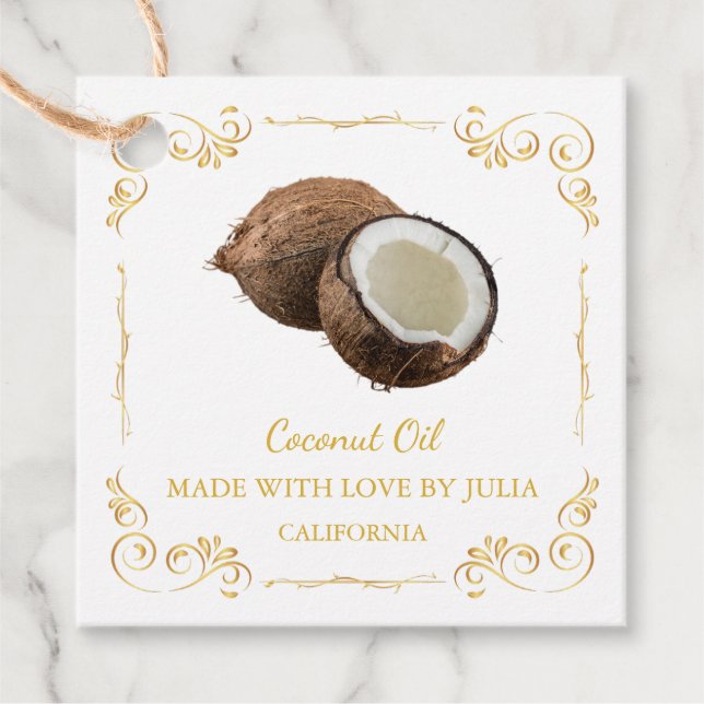 Vintager, hausgemachte Coconut Oil Square Hang Tag Geschenkanhänger (Vorderseite)