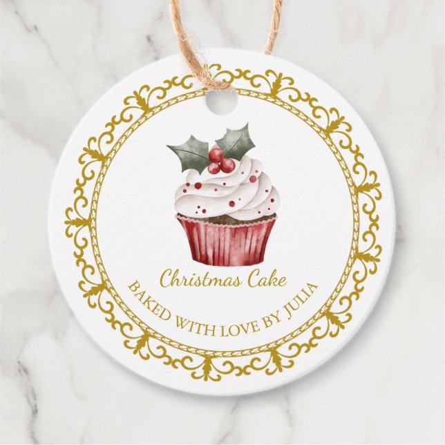 Vintager, hausgemachter Weihnachtsgebäck Geschenkanhänger (Vorderseite)