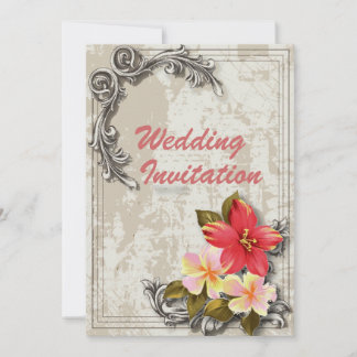 Vintager hawaii Hibiskus Tropische Hochzeit Einladung