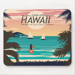 Vintager Hawaii-Strand bei Sunset Postcard Mousepad