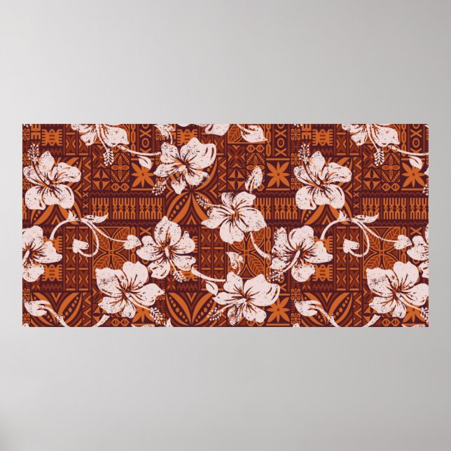 Vintager hawaiianischer Hibiskus-Blume Poster (Vorne)