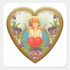 Vintager Heart-Hub mit Blume Square Sticker